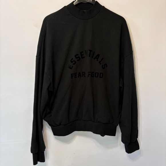 Fear of God Essentials Other - Fear of God Essentials Mock Neck Sweatshirt Black Logo Mens Large L FOG